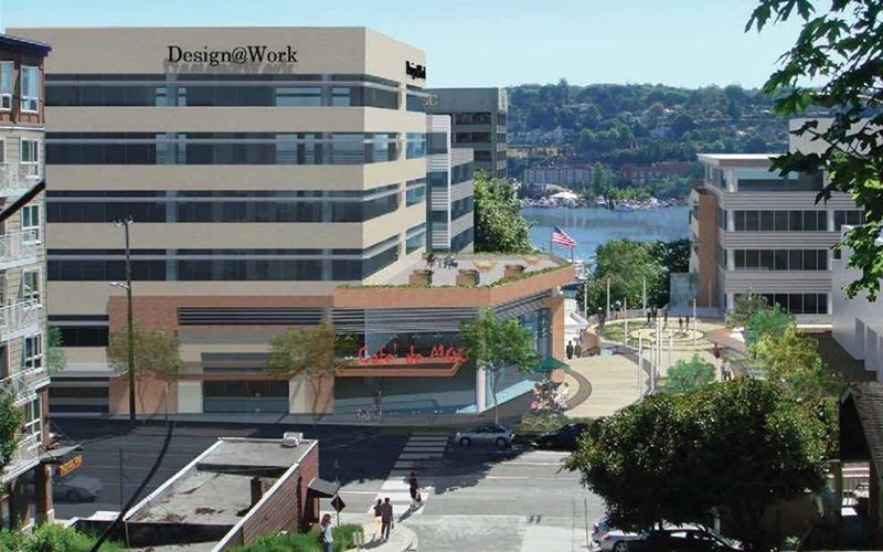 A rendering of the design work building in downtown.